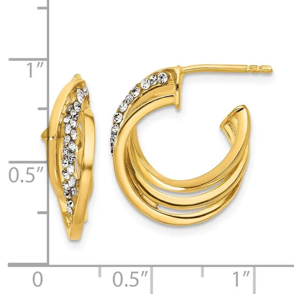 Leslie's 14K Polished Crystal J-Hoop Post Earrings Image 3 Ask Design Jewelers Olean, NY