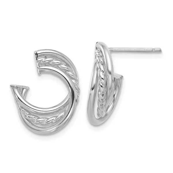 Leslie's 14K w/Wht RH-plating Polished and Twisted Post Earrings Gaines Jewelry FLINT, MI