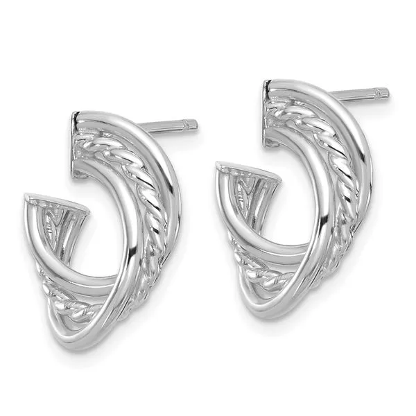 Leslie's 14K w/Wht RH-plating Polished and Twisted Post Earrings Image 2 Arlene's Fine Jewelry Vidalia, GA