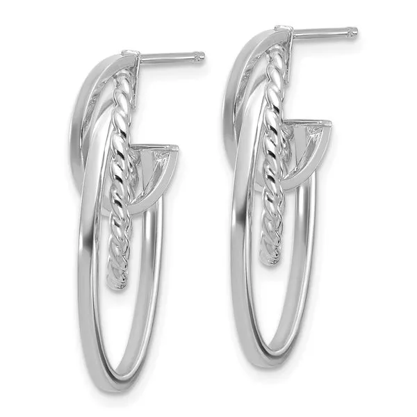 Leslie's 14K w/White RH-plating Polish/ Twisted Oval J-Hoop Earrings Image 2 Arlene's Fine Jewelry Vidalia, GA