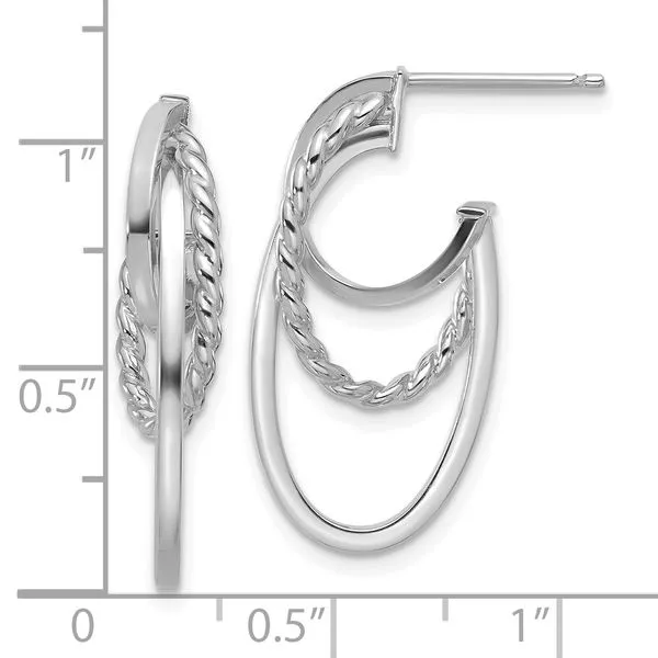 Leslie's 14K w/White RH-plating Polish/ Twisted Oval J-Hoop Earrings Image 3 Thomas A. Davis Jewelers Holland, MI