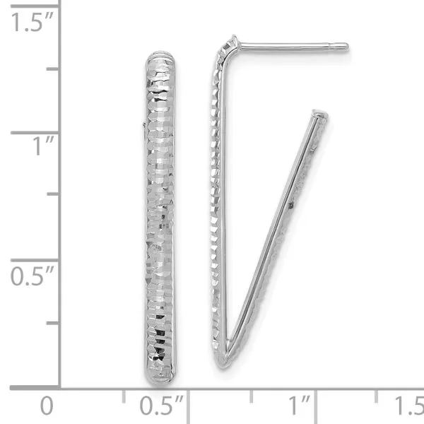 Leslie's 14K w/Wht RH-plat Polished/Dia-cut Triangle J-Hoop Earrings Image 3 Alexander Fine Jewelers Fort Gratiot, MI