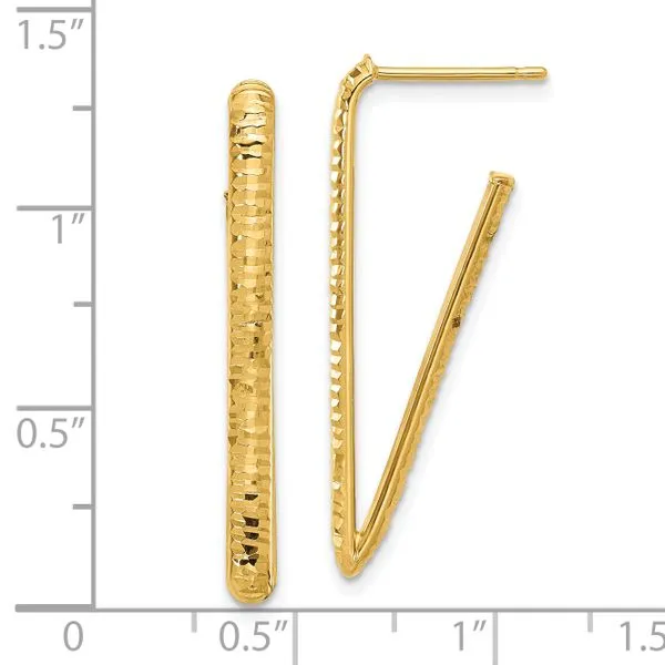 Leslie's 14K Polished and Diamond-cut Triangle J-Hoop Post Earrings Image 3 J. West Jewelers Round Rock, TX