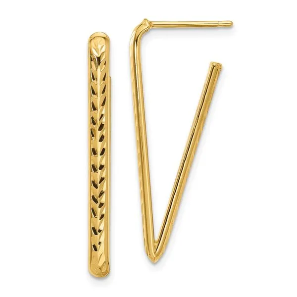 Leslie's 14K Polished and Diamod-cut Triangle Post Earrings Ask Design Jewelers Olean, NY