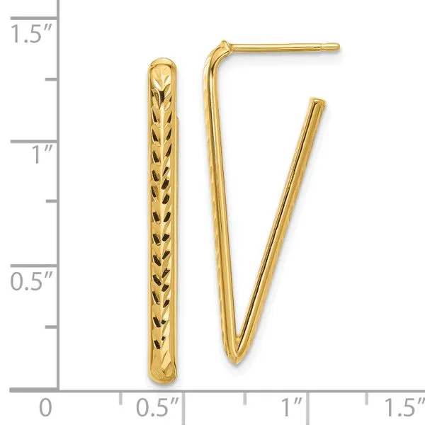 Leslie's 14K Polished and Diamod-cut Triangle Post Earrings Image 3 Gaines Jewelry FLINT, MI