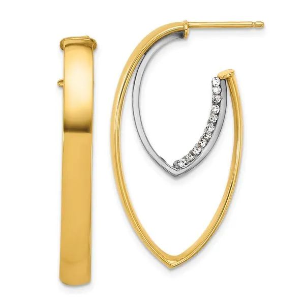 Leslie's 14K w/White Rhodium Polished w/Crystal Oval Drop Post Earrings Leslie E. Sandler Fine Jewelry and Gemstones rockville , MD