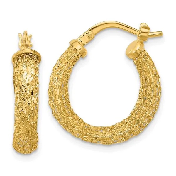 Leslie's 14K Polished and Textured Hoop Earrings Tidwells of Greenwood Greenwood, SC