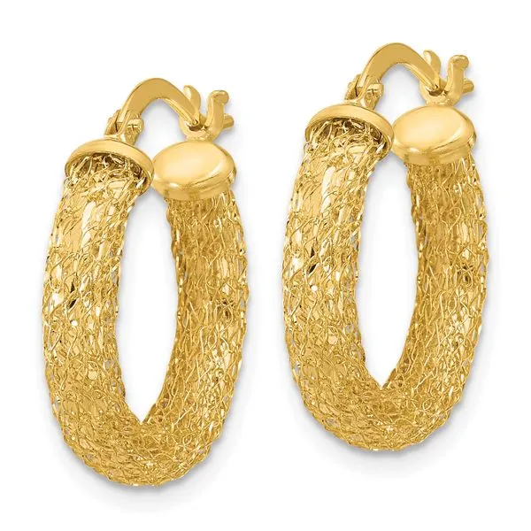 Leslie's 14K Polished and Textured Hoop Earrings Image 2 Tidwells of Greenwood Greenwood, SC