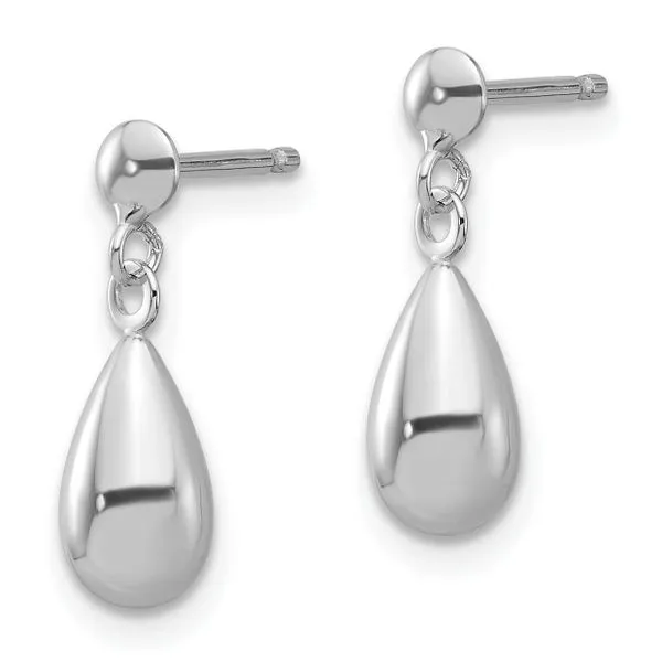 Leslie's 14K White Gold Polished Teardrop Dangle Earrings Image 2 Jerald Jewelers Latrobe, PA
