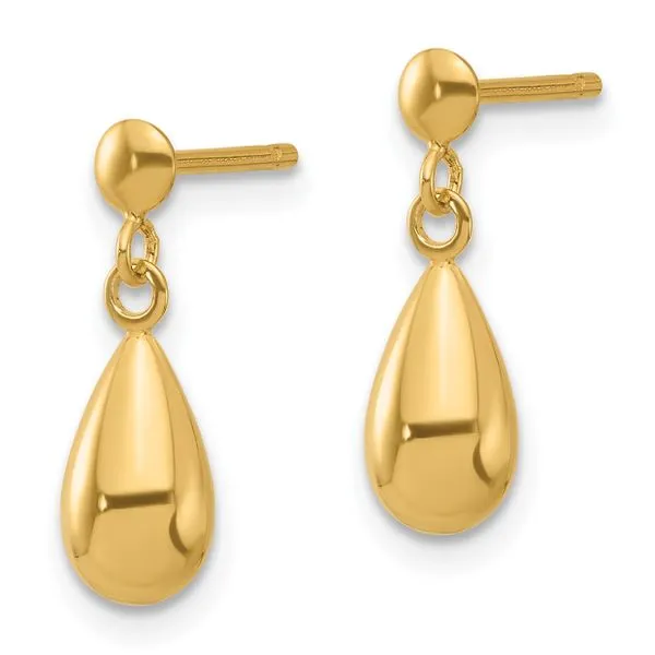 Leslie's 14K Polished Teardrop Dangle Earrings Image 2 Mitchell's Jewelry Norman, OK