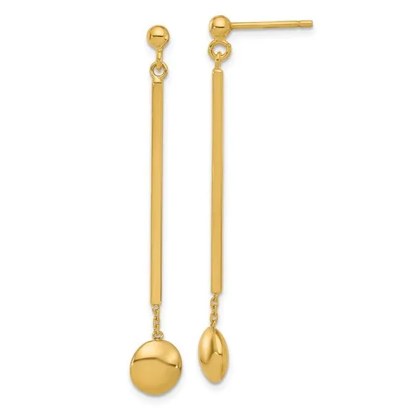 Leslie's 14K Polished Bar with Bead Dangle Post Earrings Atlanta West Jewelry Douglasville, GA