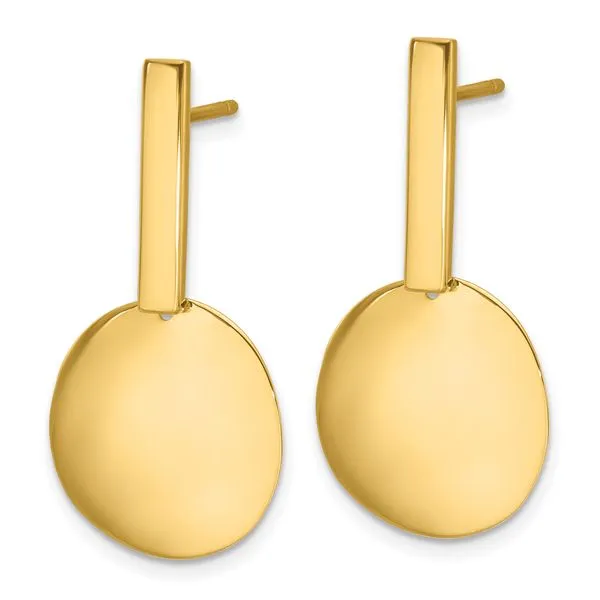 Leslie's 14K Polished  Drop Post Earrings Image 2 Barnett Jewelers Jacksonville, FL