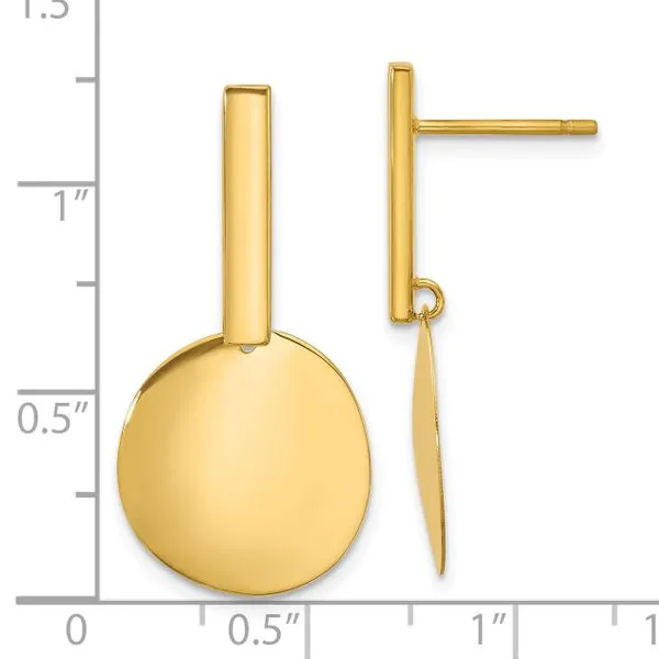 Leslie's 14K Polished  Drop Post Earrings Image 3 Leslie E. Sandler Fine Jewelry and Gemstones rockville , MD