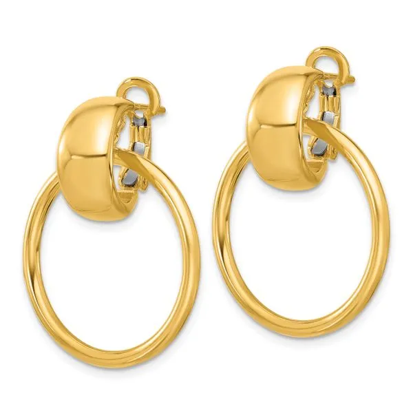 Leslie's 14K Polished Circle Dangle Omega Back Earrings Image 2 Mitchell's Jewelry Norman, OK