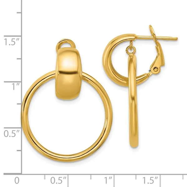 Leslie's 14K Polished Circle Dangle Omega Back Earrings Image 3 Trenton Jewelers Ltd. Trenton, MI