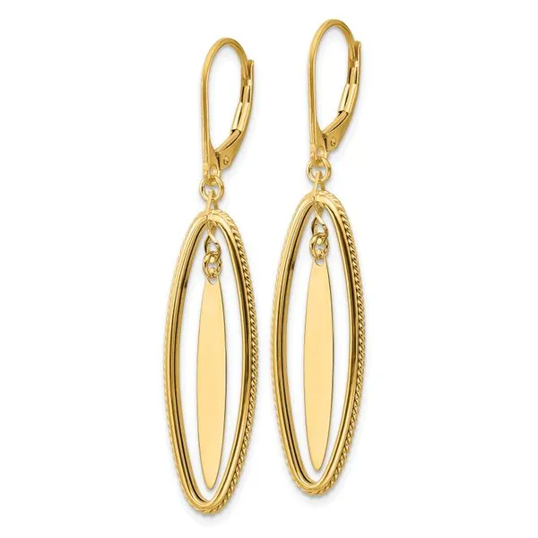 Leslie's 14K Polished and Textured Dangle Leverback Earrings Image 2 John E. Koller Jewelry Designs owasso, OK