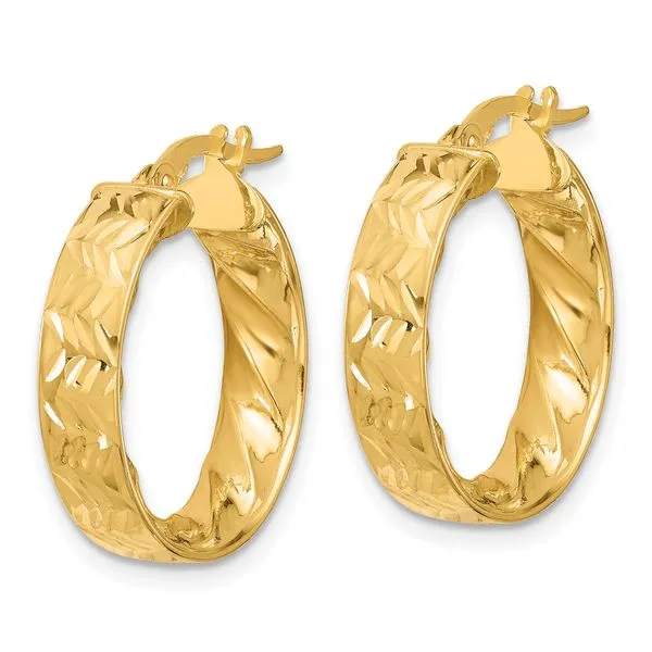 Leslie's 14k Polished and D/C Hoop Earrings Image 2 Gaines Jewelry FLINT, MI