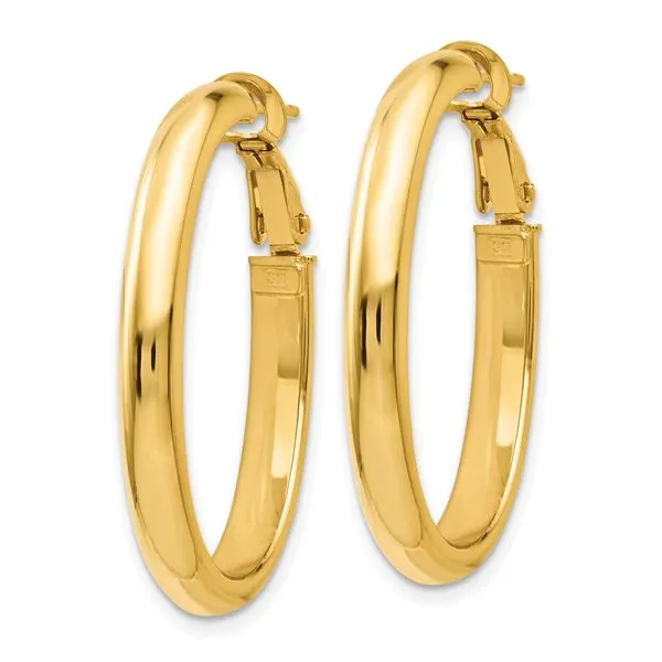 Leslie's 14K Polished Oval Hoop Earrings Image 2 Barnett Jewelers Jacksonville, FL
