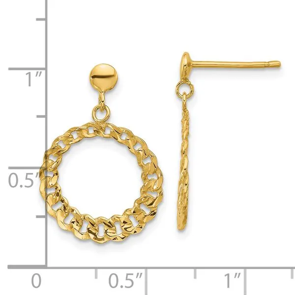 Leslie's 14K Polished and Diamond-cut Circles Dangle Post Earrings Image 3 Johnson Jewellers Lindsay, ON