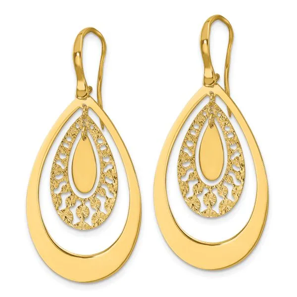 Leslie's 14K Polished and Diamond-cut Teardrop Dangle Earrings Image 2 J. West Jewelers Round Rock, TX