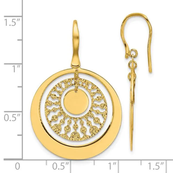 Leslie's 14K Polished and Diamond-cut Circles Dangle Earrings Image 3 Johnson Jewellers Lindsay, ON