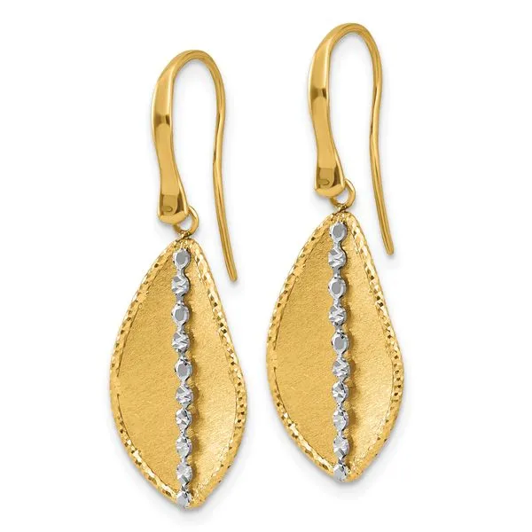 Leslie's 14K Two-tone Polished and Satin Teardrop Dangle Earrings Image 2 Jewelry Design Studio Jensen Beach, FL