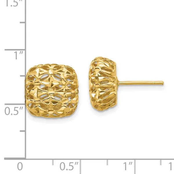 Leslie's 14K Polished Puffed Square Post Earrings Image 3 Michael's Jewelry North Wilkesboro, NC