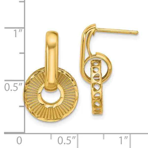 Leslie's 14K Polished and Diamond-cut Dangle Post Earrings Image 3 Trenton Jewelers Ltd. Trenton, MI