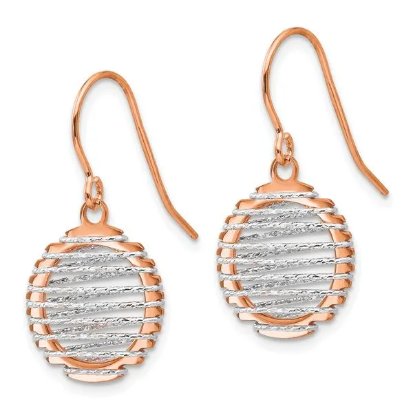 Leslie's 14K Two-tone White/Rose Polished Wire Wrapped Dangle Earrings Image 2 Diny's Jewelers Middleton, WI