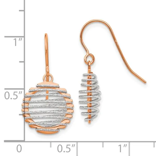 Leslie's 14K Two-tone White/Rose Polished Wire Wrapped Dangle Earrings Image 3 Diny's Jewelers Middleton, WI