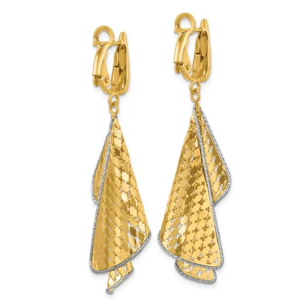 Leslie's 14K Two-tone Polished & D/C Post Omega Dangle Earrings Image 3 Atlanta West Jewelry Douglasville, GA