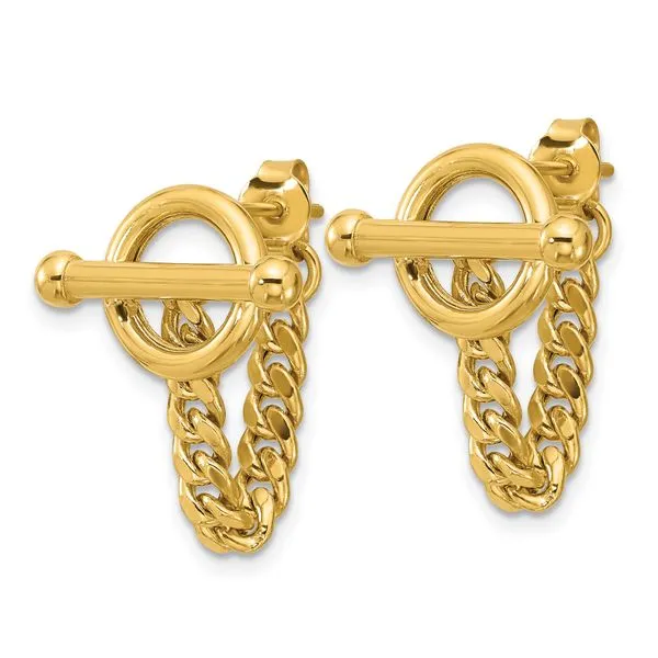 Leslie's 14K Polished Toggle Chain Post Earrings Image 2 Valentine's Fine Jewelry Dallas, PA