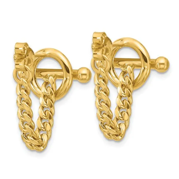 Leslie's 14K Polished Toggle Chain Post Earrings Image 3 Valentine's Fine Jewelry Dallas, PA