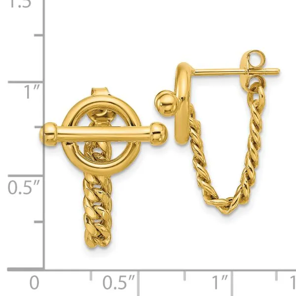 Leslie's 14K Polished Toggle Chain Post Earrings Image 4 Grayson & Co. Jewelers Iron Mountain, MI