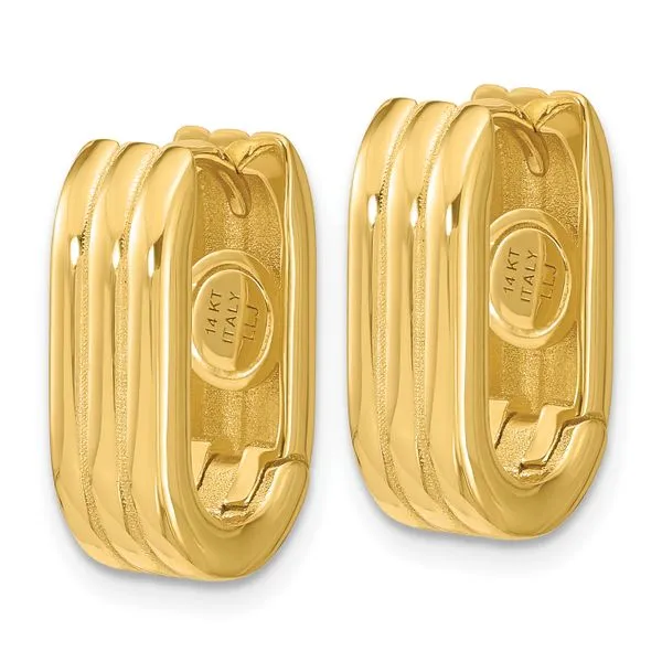 Leslie's 14K Polished / Grooved Hinged Huggie Hoop Earrings Image 2 Grayson & Co. Jewelers Iron Mountain, MI