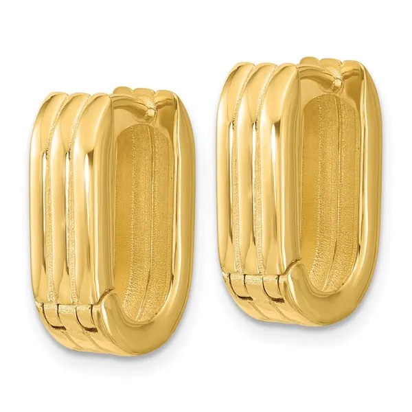 Leslie's 14K Polished / Grooved Hinged Huggie Hoop Earrings Image 3 Grayson & Co. Jewelers Iron Mountain, MI
