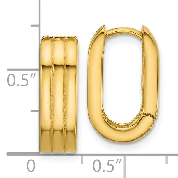Leslie's 14K Polished / Grooved Hinged Huggie Hoop Earrings Image 4 Graham Jewelers Wayzata, MN
