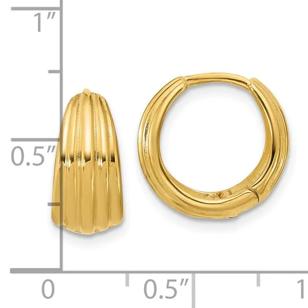 Leslie's 14K Polished/Grooved Round Huggie Hoop Earrings Image 4 K & Co Family Jewelers Eagle, ID