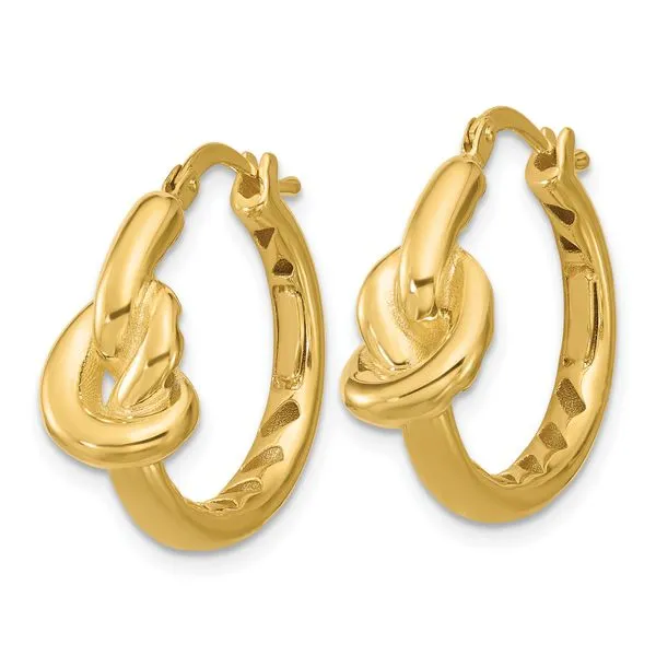 Leslie's 14K Polished Hollow Knot Round Hoop Earrings Image 2 Leslie E. Sandler Fine Jewelry and Gemstones rockville , MD