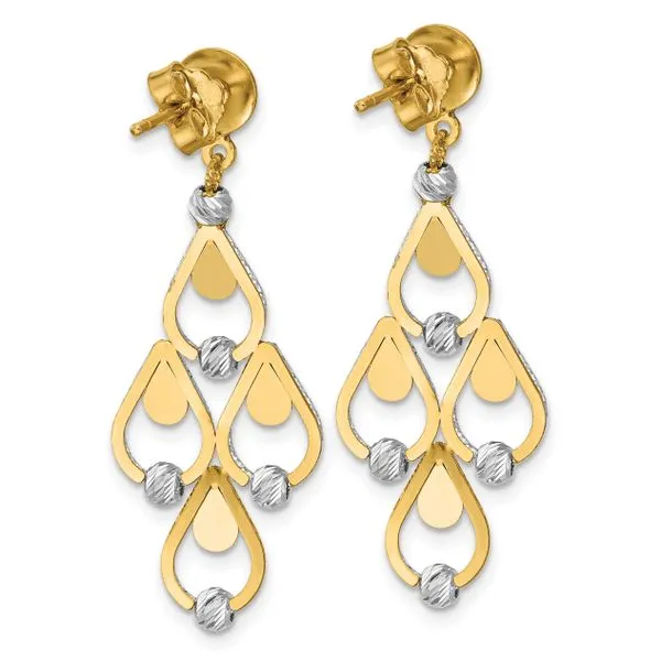 Leslie's 14K TT Polished / Dia-cut Chandelier Dangle Post Earrings Image 3 Grayson & Co. Jewelers Iron Mountain, MI
