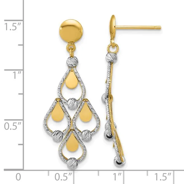Leslie's 14K TT Polished / Dia-cut Chandelier Dangle Post Earrings Image 4 Grayson & Co. Jewelers Iron Mountain, MI