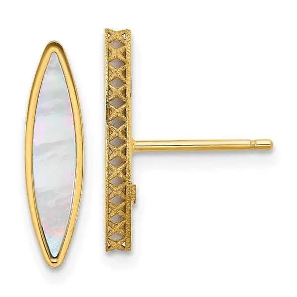 Leslie's 14K Polished Mother of Pearl Post Earrings J. West Jewelers Round Rock, TX