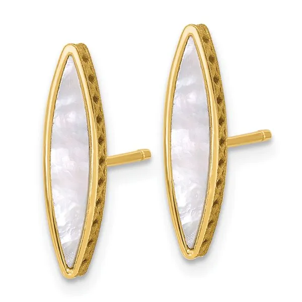Leslie's 14K Polished Mother of Pearl Post Earrings Image 2 J. West Jewelers Round Rock, TX
