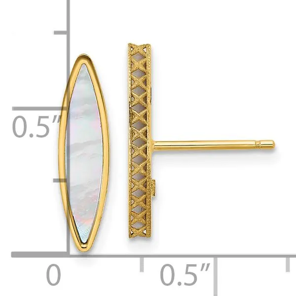 Leslie's 14K Polished Mother of Pearl Post Earrings Image 4 J. West Jewelers Round Rock, TX