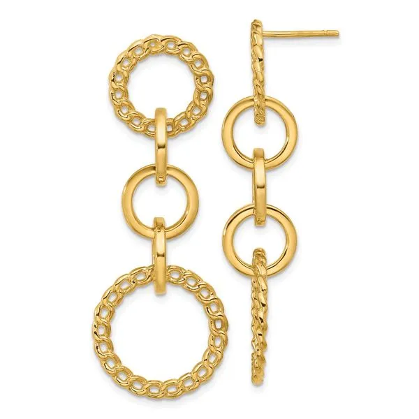 Leslie's 14K Polished Fancy Circle Link Dangle Post Earrings Leslie E. Sandler Fine Jewelry and Gemstones rockville , MD