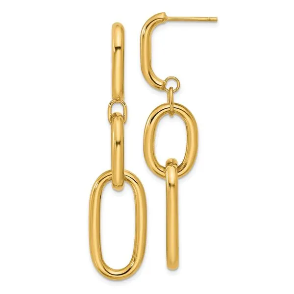 Leslie's 14K Polished Oval Link Dangle Post Earrings Grayson & Co. Jewelers Iron Mountain, MI