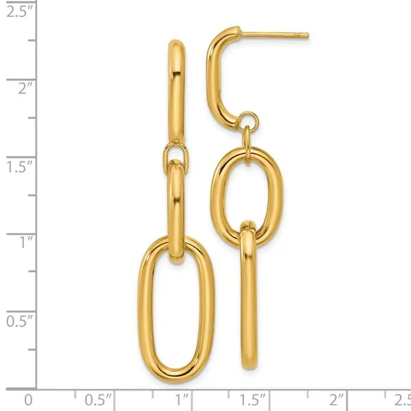 Leslie's 14K Polished Oval Link Dangle Post Earrings Image 4 Morin Jewelers Southbridge, MA