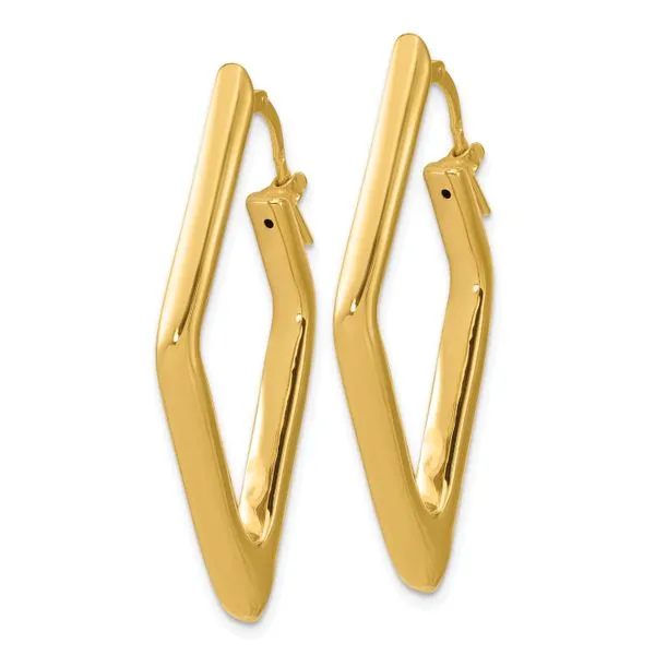 Leslie's 14K Polished Hollow Diamond Shape Hoop Earrings Image 2 Spath Jewelers Bartow, FL