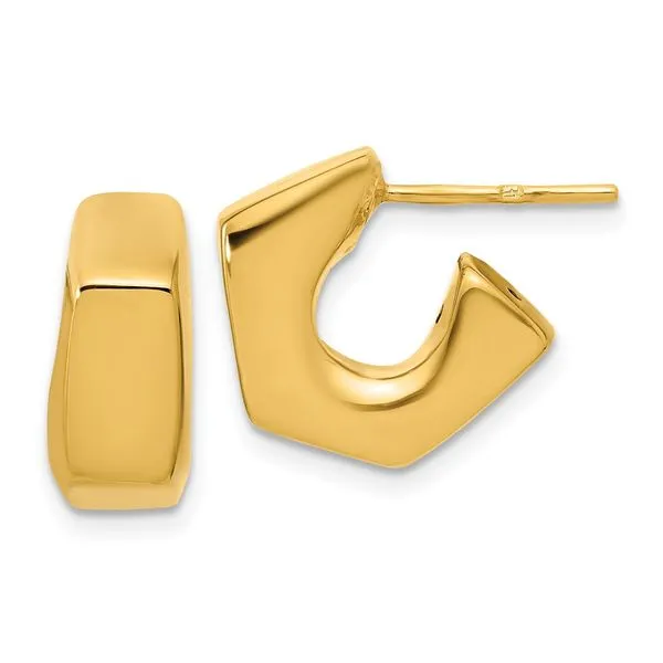 Leslie's 14K Polished Hollow J-Hoop Post Earrings Jim's Jewelers Tyler, TX