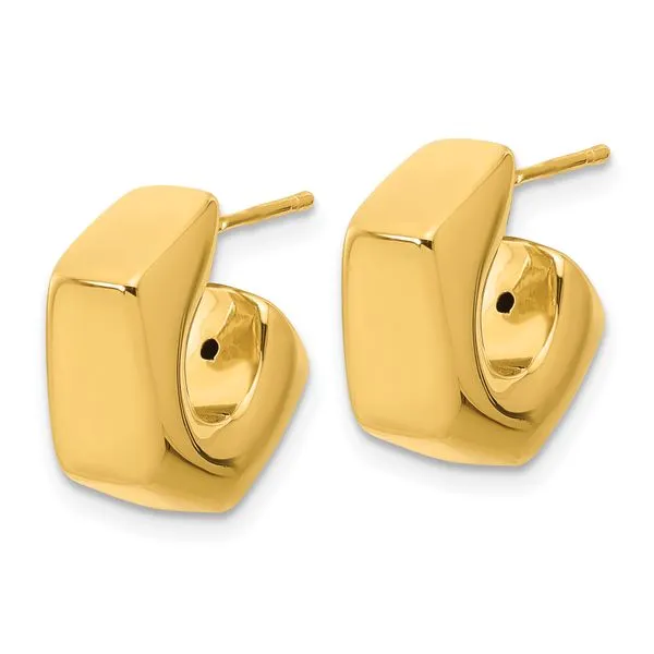 Leslie's 14K Polished Hollow J-Hoop Post Earrings Image 2 Thomas A. Davis Jewelers Holland, MI